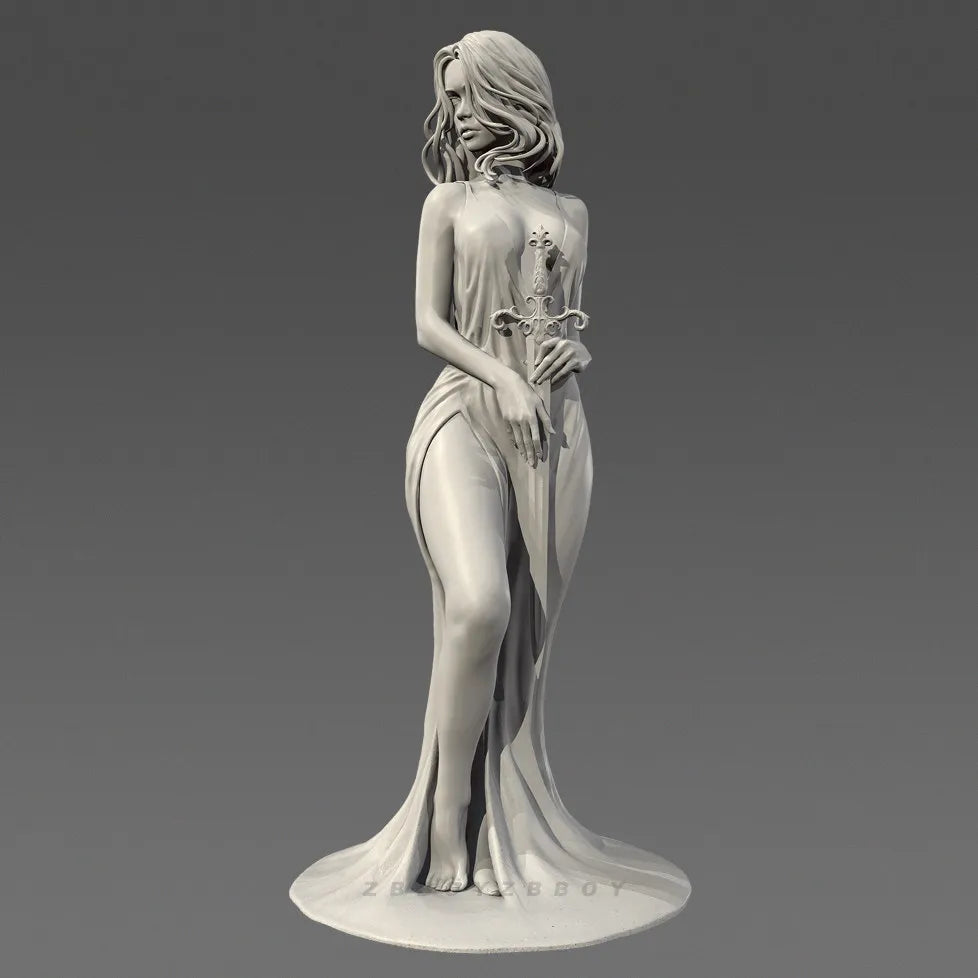90mm Sci-Fi Female Warrior, Resin Model Figure Kit, Unassembled and Unpainted