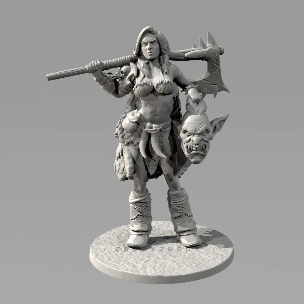 75mm Barbarian Female Warrior, Resin Model Figure Kit, Fantasy Theme, Unassembled and Unpainted