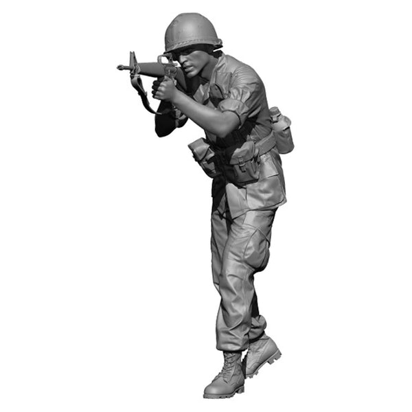 1/35 Vietnam War US Soldier Advancing with M16, Resin Model Figure Kit, Unassembled and Unpainted