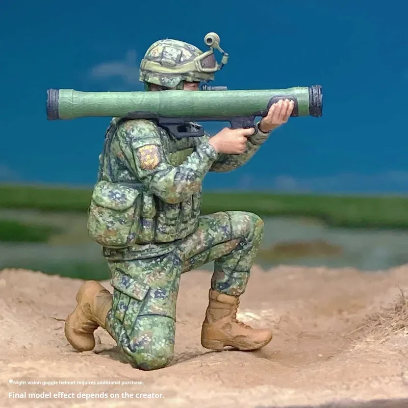 1/35 WWII Anti-Tank Gunner in Firing Pose, Resin Model Figure Kit, Unassembled and Unpainted