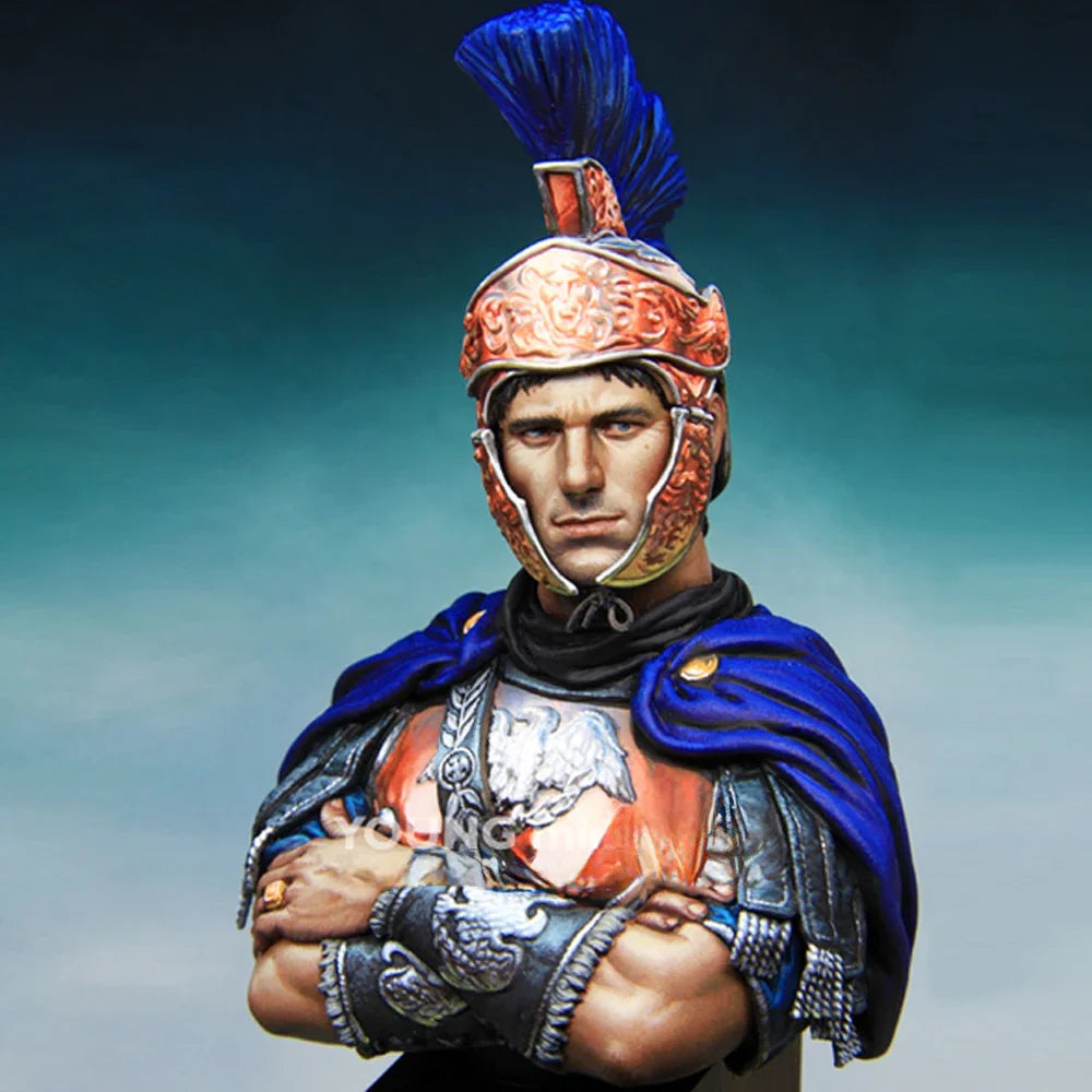 1/10 Ancient Roman General in Ornate Armor with Plumed Helmet, Resin Model Bust Kit, Unassembled and Unpainted