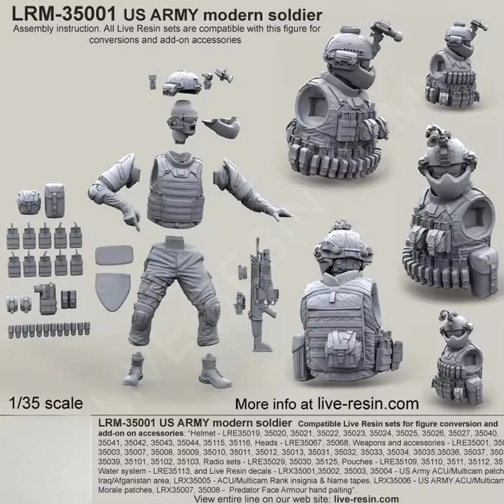 1/35 Modern U.S. Army Soldier, Resin Model Figure Kit, Unassembled and Unpainted