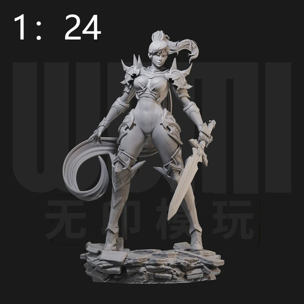 1/24 Spiked Armored Warrior with Whip and Sword, Resin Model Figure Kit, Fantasy Theme, Unassembled and Unpainted