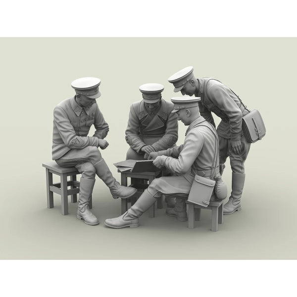 1/35 WWII Red Army Generals Meeting, 4 Figures, Resin Model Figure Kit, Unassembled and Unpainted