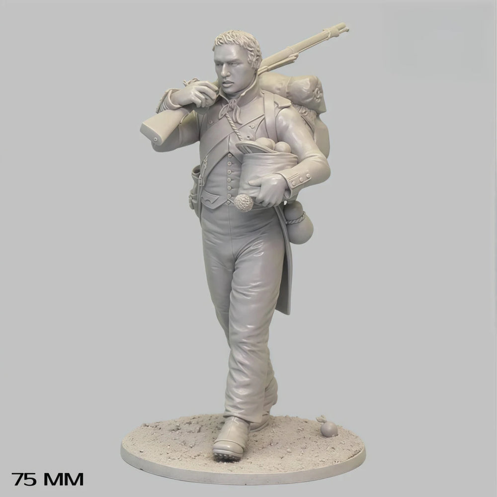 75mm Napoleonic French Line Infantry Musketeer, Resin Model Figure Kit, Unassembled and Unpainted