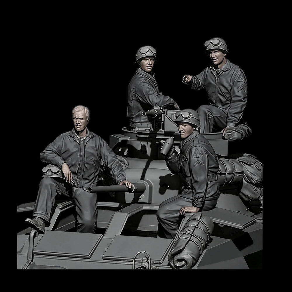 1/35 WWII Tank Crew Team, 4 Figures, Resin Model Figure Kit, Unassembled and Unpainted