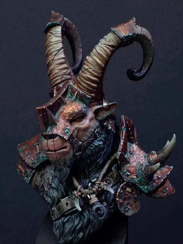 1/12 Armored Demon with Spiral Horns, Resin Model Bust Kit, Fantasy Theme, Unassembled and Unpainted