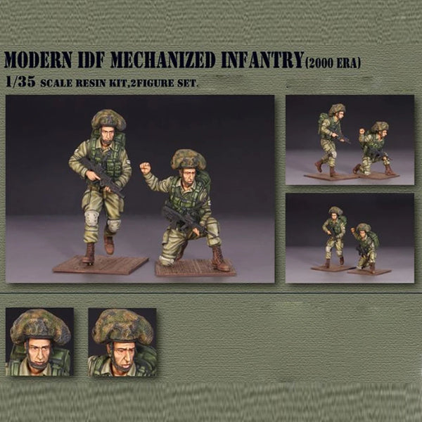 1/35 Modern IDF Mechanized Infantry Desert Uniform, 2 Figures, Resin Model Figure Kit, Unassembled and Unpainted