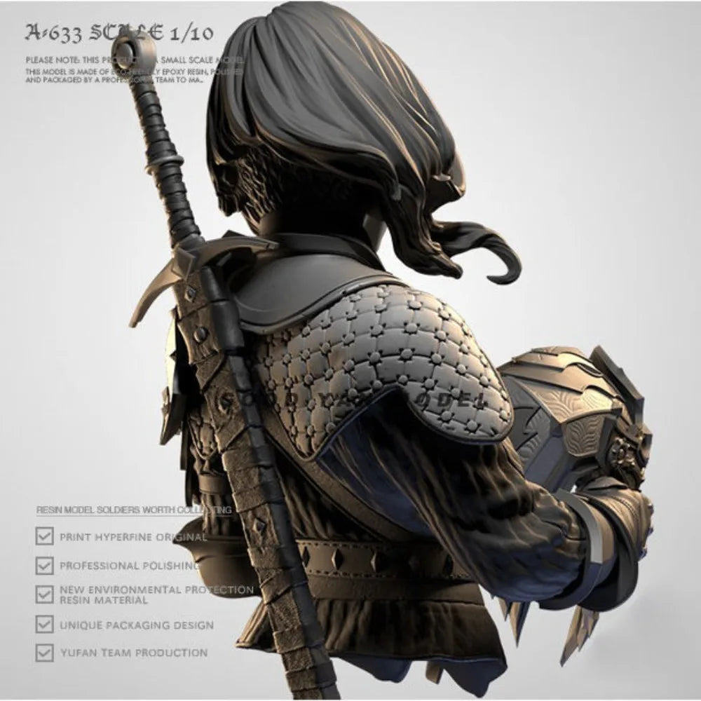 1/10 Female Knight, Resin Model Bust Kit, Fantasy Theme, Unassembled and Unpainted
