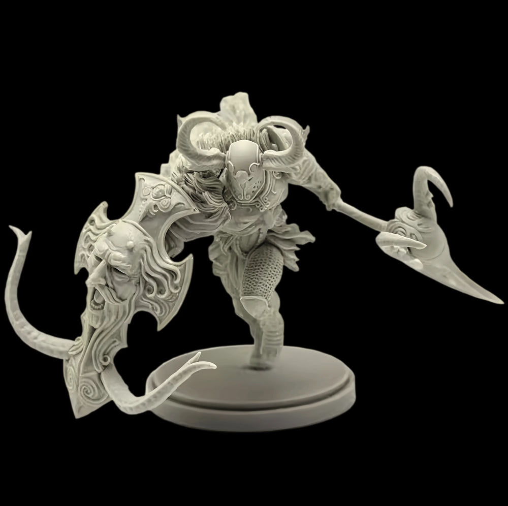 38mm Dark Fantasy Bullhead Daemon Warrior, 3 Figures, Resin Model Figure Kit, Fantasy Theme, Unassembled and Unpainted