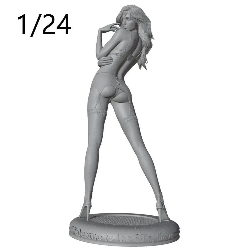 1/24 Long-Haired Female Classic Pin-up Pose, Resin Model Figure Kit, Unassembled and Unpainted