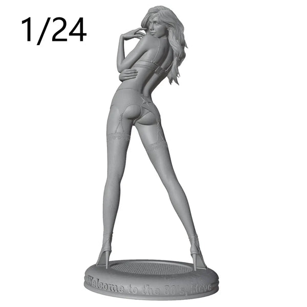 1/24 Long-Haired Female Classic Pin-up Pose, Resin Model Figure Kit, Unassembled and Unpainted