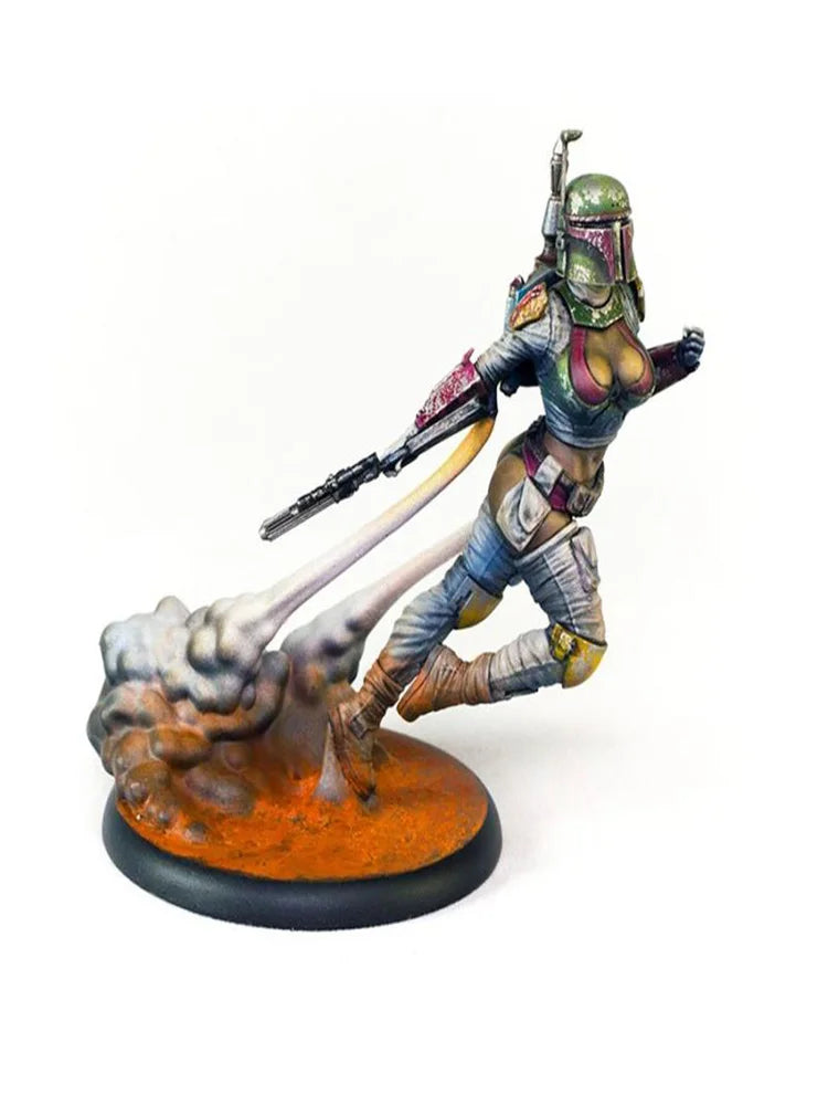 75mm Female Warrior Leaping in Eastern-Styled Armor, Resin Model Figure Kit, Fantasy Theme, Unassembled and Unpainted