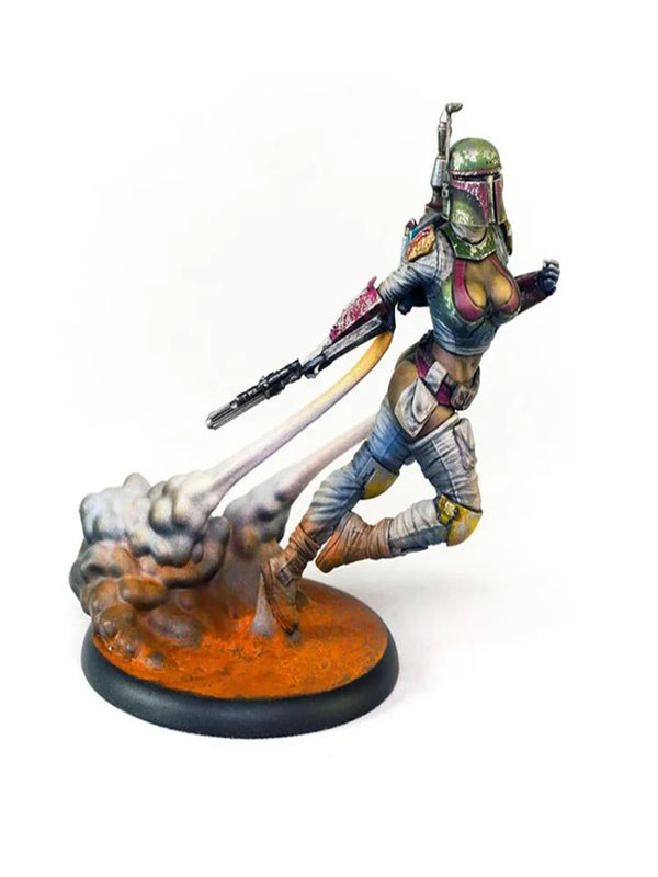 75mm Female Warrior Leaping in Eastern-Styled Armor, Resin Model Figure Kit, Fantasy Theme, Unassembled and Unpainted