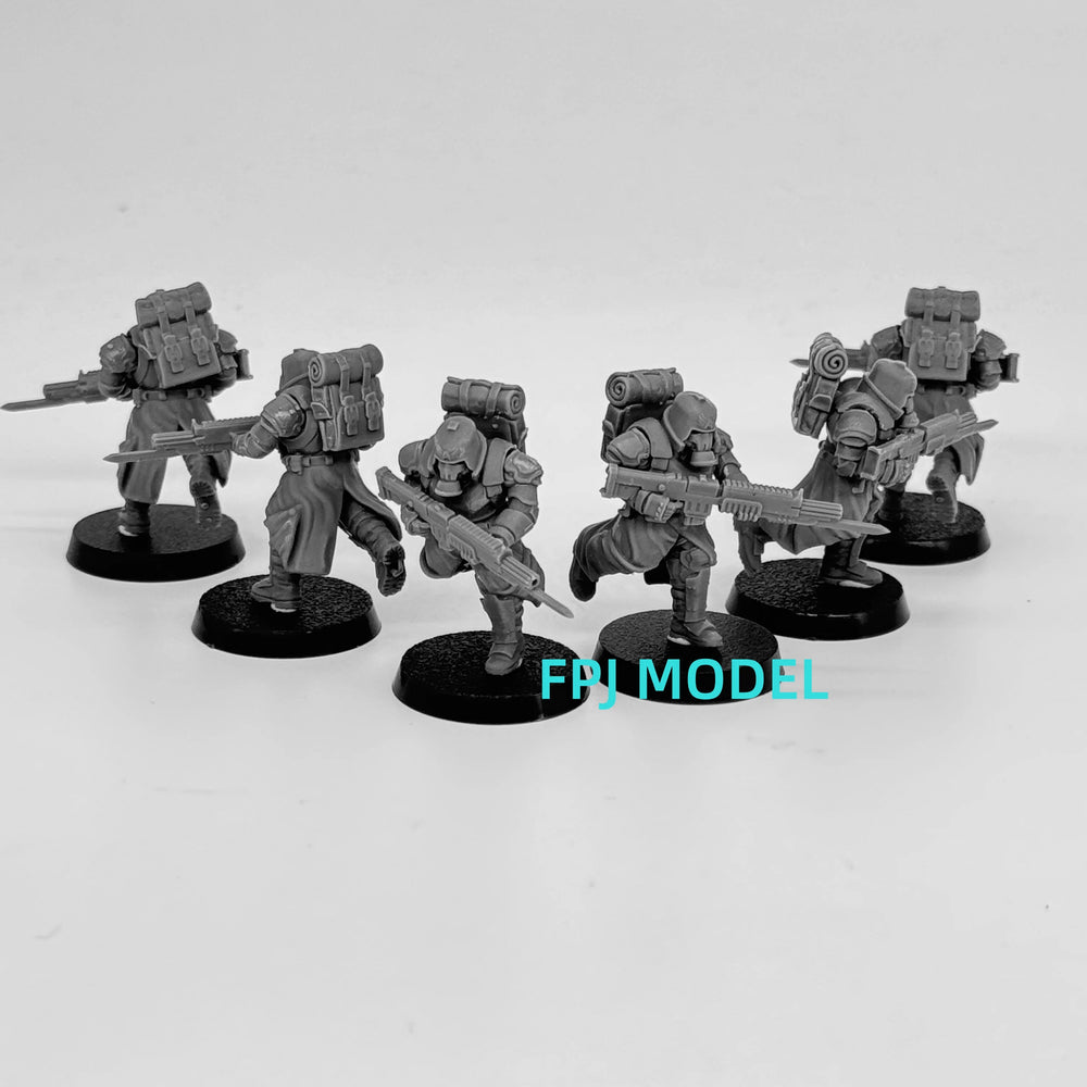 Grim Guard Futuristic Soldiers, 6 Figures, Resin Model Figure Kit, Sci-Fi Theme, Unassembled and Unpainted