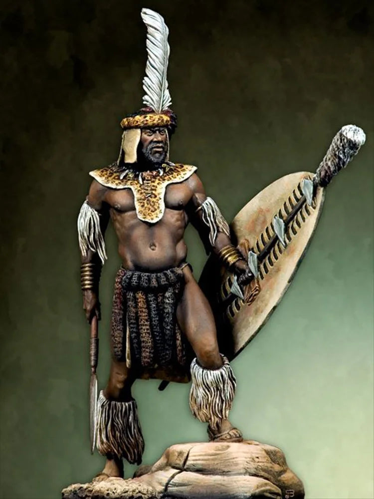 1/24 Ancient Zulu Warrior, Resin Model Figure Kit, Unassembled and Unpainted