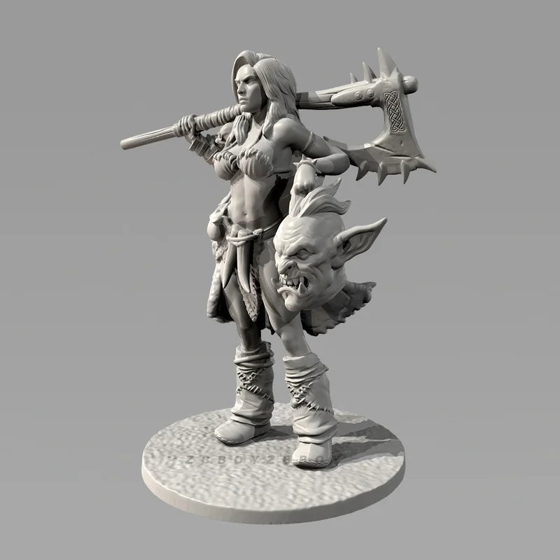 75mm Female Barbarian, Resin Model Figure Kit, Fantasy Theme, Unassembled and Unpainted