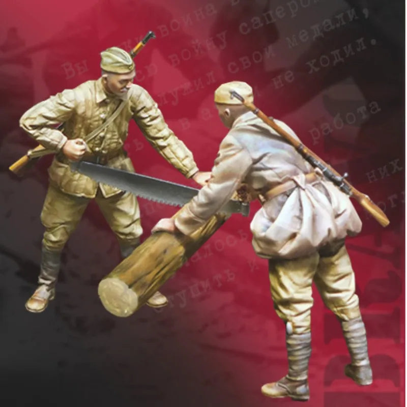 1/35 WWII Soviet WWII Red Army Logging Soldiers, 6 Figures, Resin Model Figure Kit, Unassembled and Unpainted