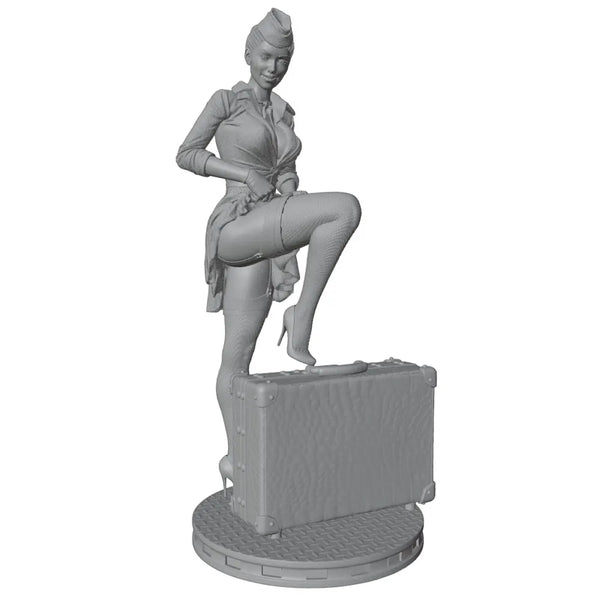 1/24 Retro Stewardess, Resin Model Figure Kit, Unassembled and Unpainted