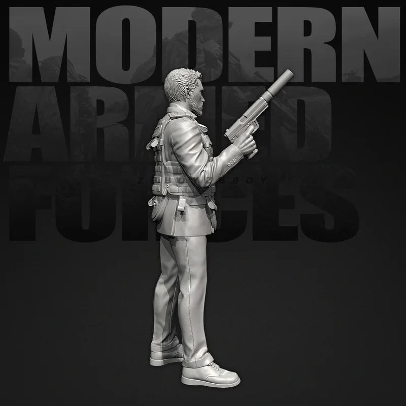50mm Modern Soldier with Rifle and Plate Carrier, Resin Model Figure Kit, Unassembled and Unpainted