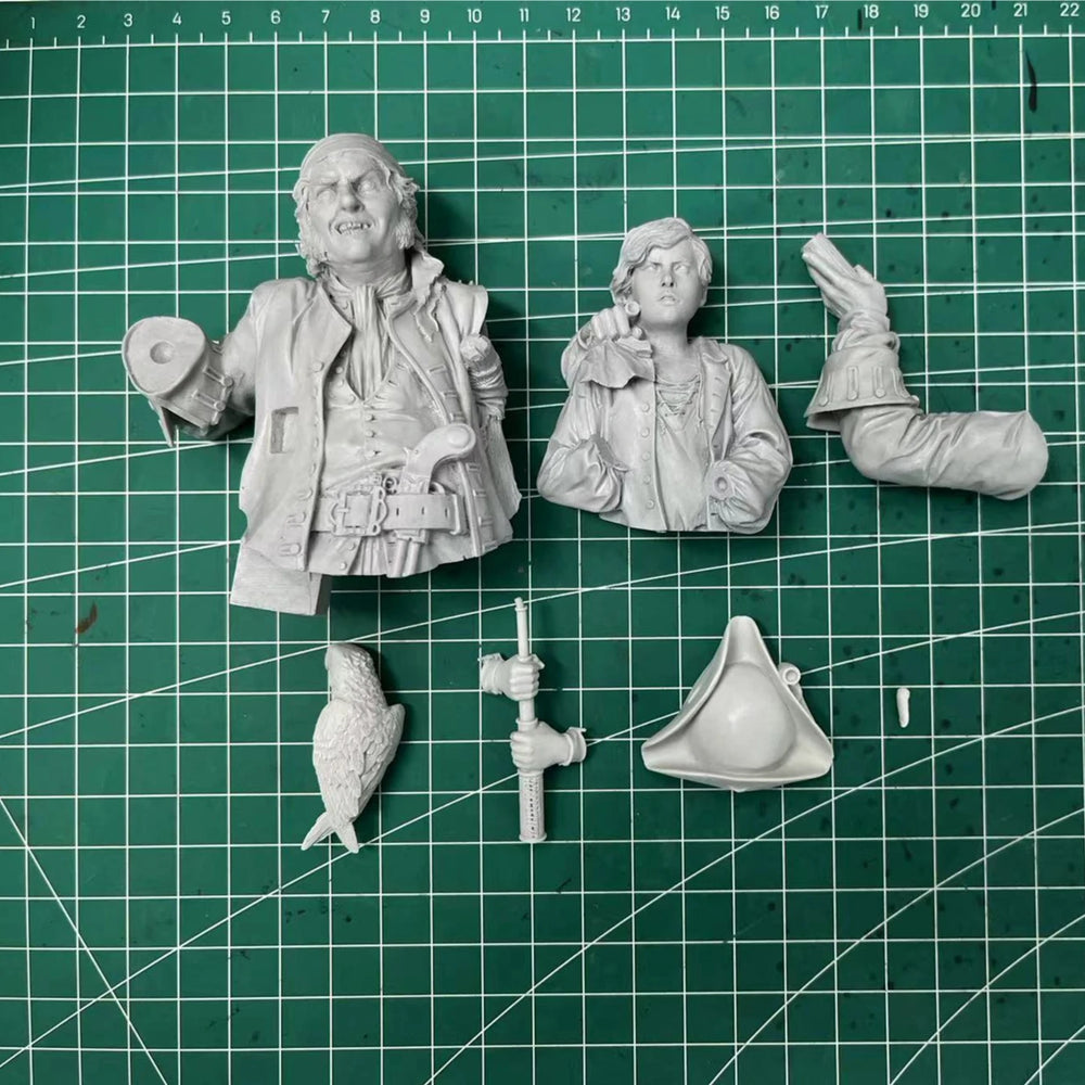 1/12 Pirate Captain & Boy, 2 Figures, Resin Model Diorama Kit, Fantasy Theme, Unassembled and Unpainted