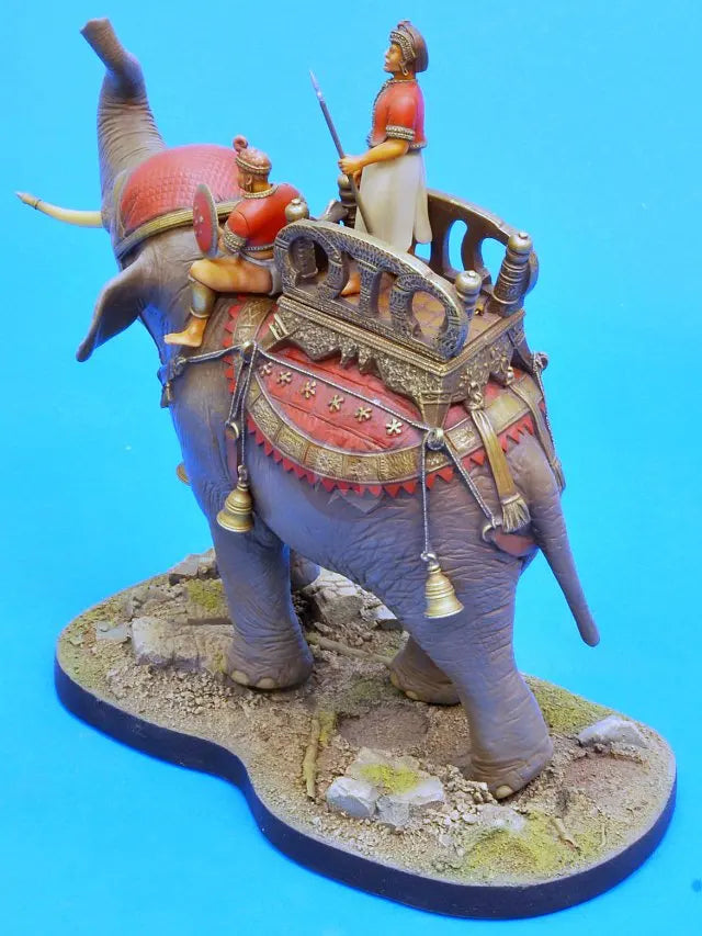 1/32 War Elephant with Howdah, 3 Figures, Resin Model Diorama Kit, Historical Theme, Unassembled and Unpainted
