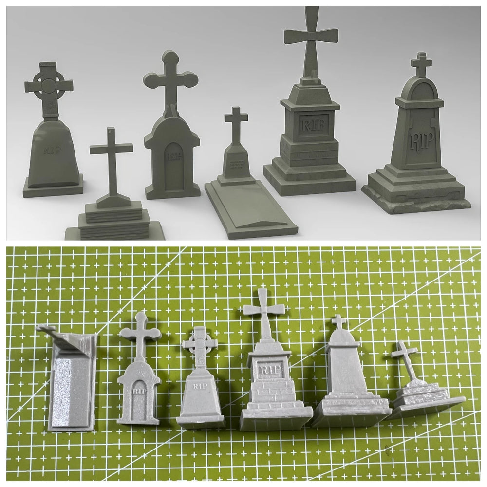 1/35 Cemetery & Church Ruins, Resin Model Terrain Kit, Mythology Theme, Unpainted