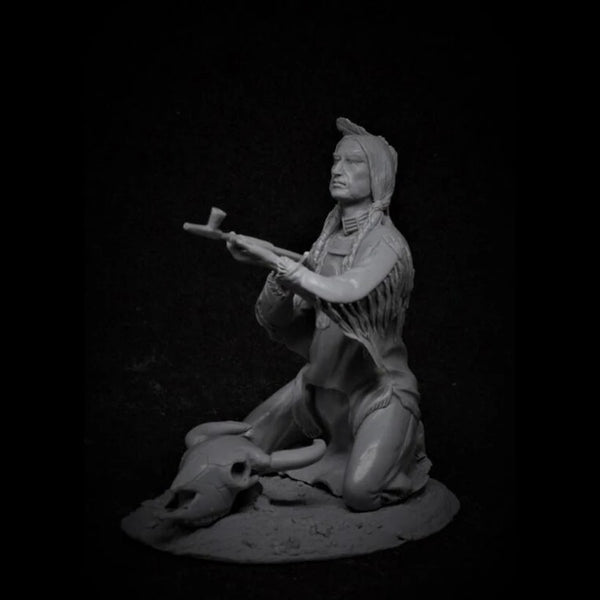 1/24 Winged Tribal Warrior Kneeling with Rifle, Resin Model Figure Kit, Fantasy Theme, Unassembled and Unpainted