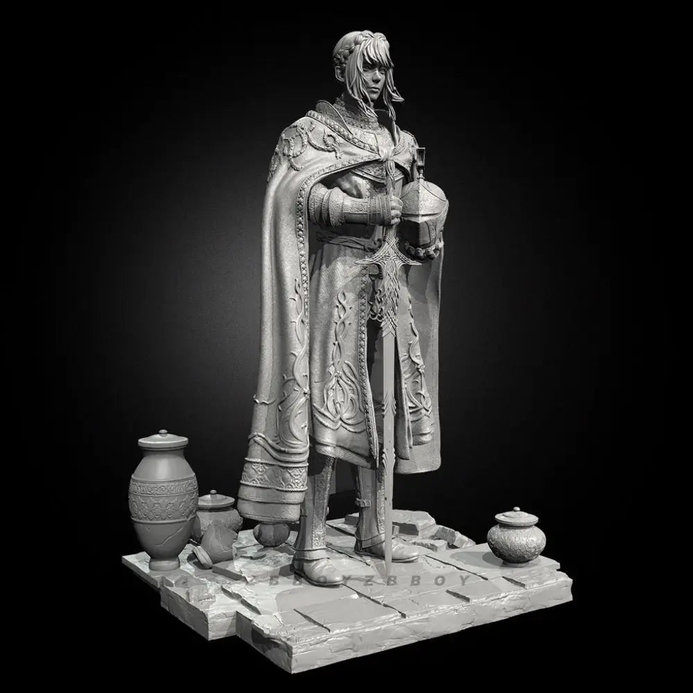 90mm Medieval Female Knight Leda, Resin Model Figure Kit, Unassembled and Unpainted