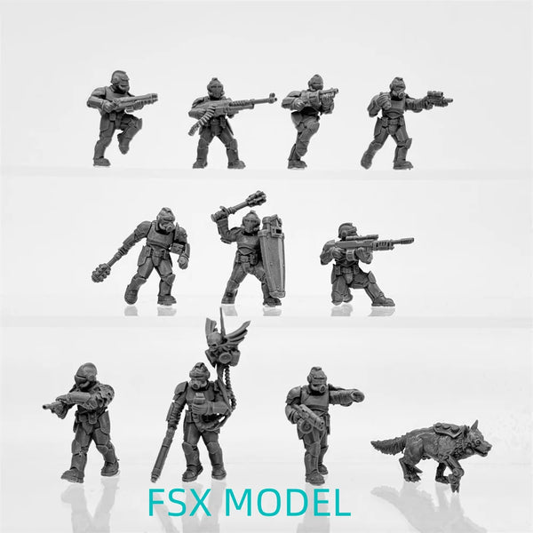 Grim Guard Tactical Enforcers, 38 Figures, Resin Model Figure Kit, Sci-Fi Theme, Unassembled and Unpainted