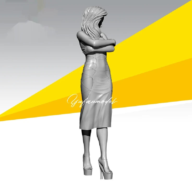1/35 Vintage Woman in Evening Dress with Shawl, Resin Model Figure Kit, Unassembled and Unpainted