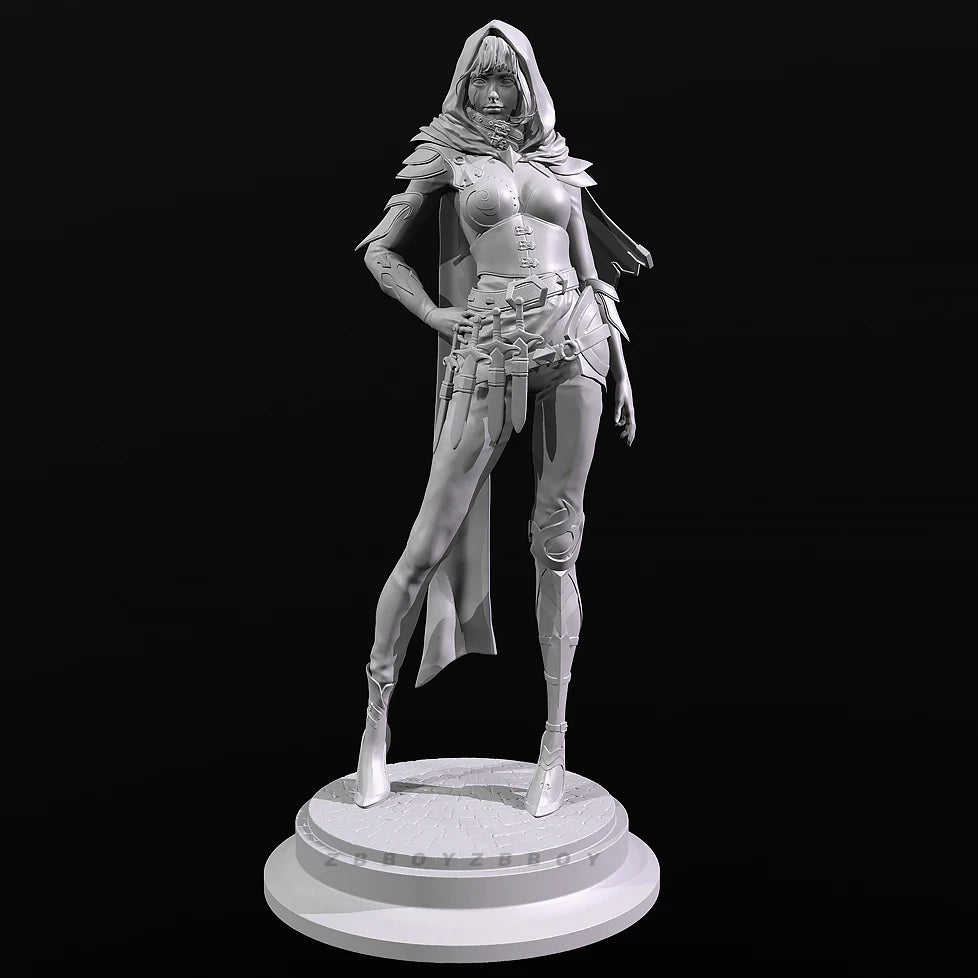 75mm Hooded Fantasy Female, Resin Model Figure Kit, Fantasy Theme, Unassembled and Unpainted