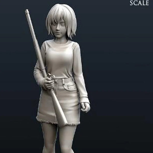 1/35 Platinum-Haired Female Soldier with Rifle, Resin Model Figure Kit, Anime Theme, Unassembled and Unpainted