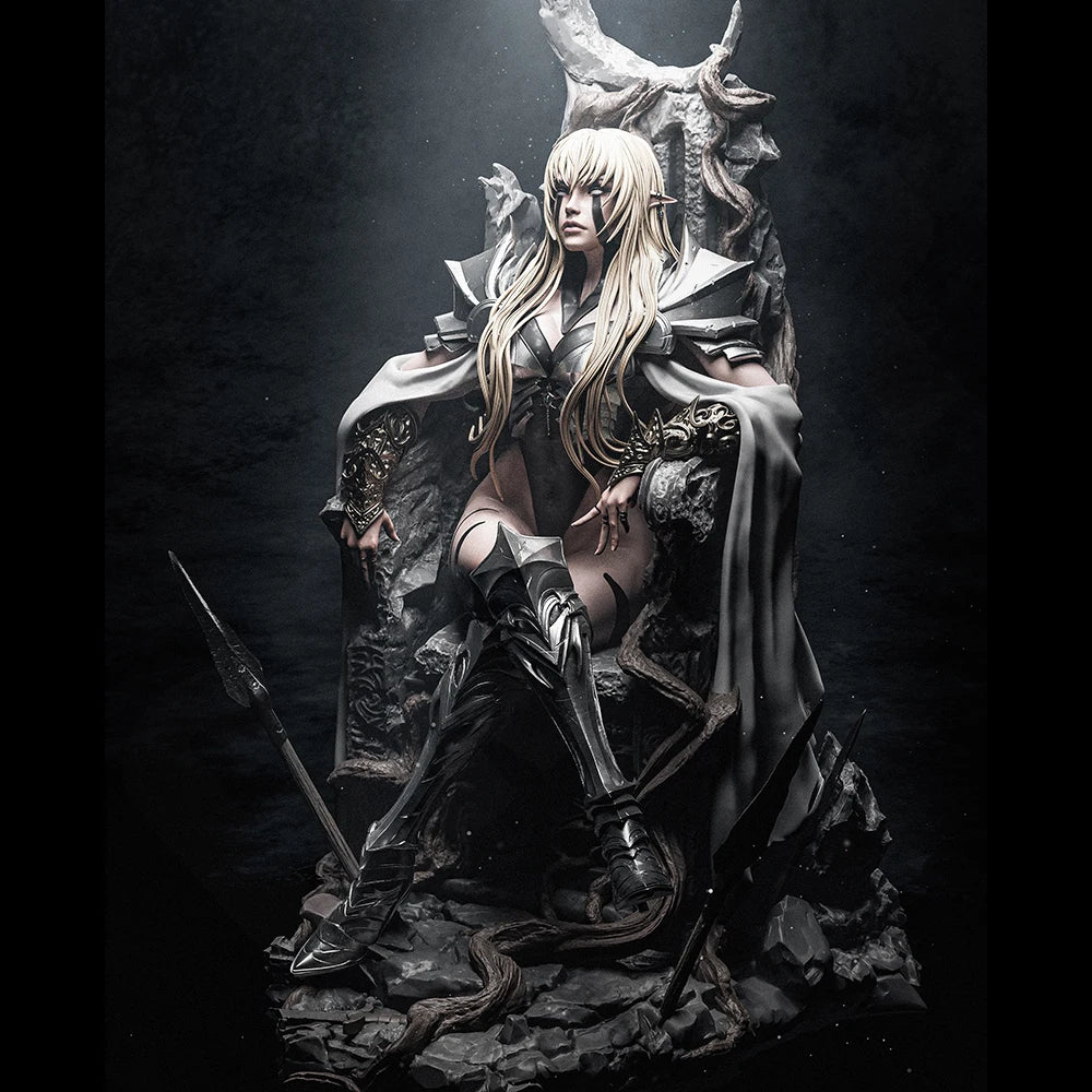 1/24 Dark Elf Queen on Throne, Resin Model Figure Kit, Fantasy Theme, Unassembled and Unpainted