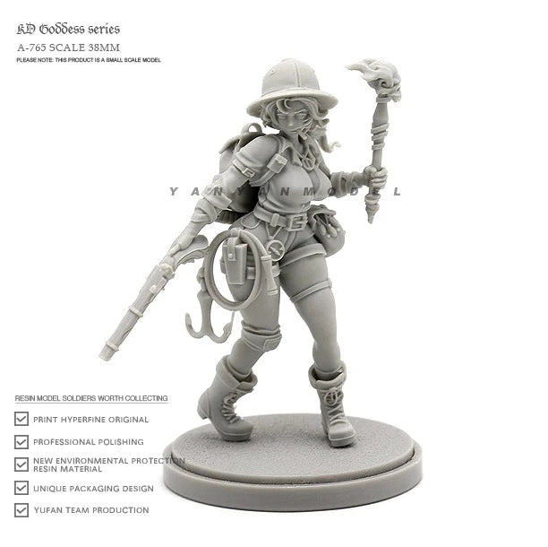 35mm Female Adventurer, Resin Model Figure Kit, Fantasy Theme, Unassembled and Unpainted