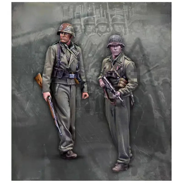 1/35 WWII German Officer and MP40 Gunner, 2 Figures, Resin Model Figure Kit, Unassembled and Unpainted