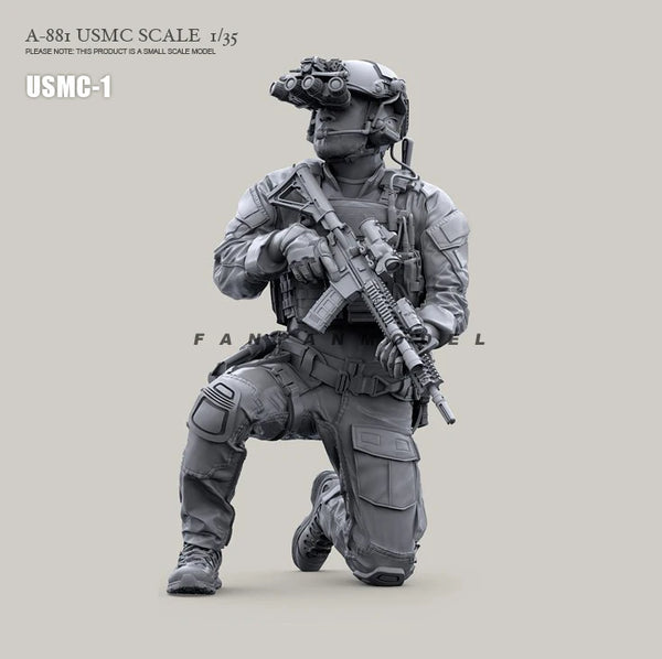 1/35 Modern USMC Rifleman Kneeling with Tactical Loadout, Resin Model Figure Kit, Unassembled and Unpainted