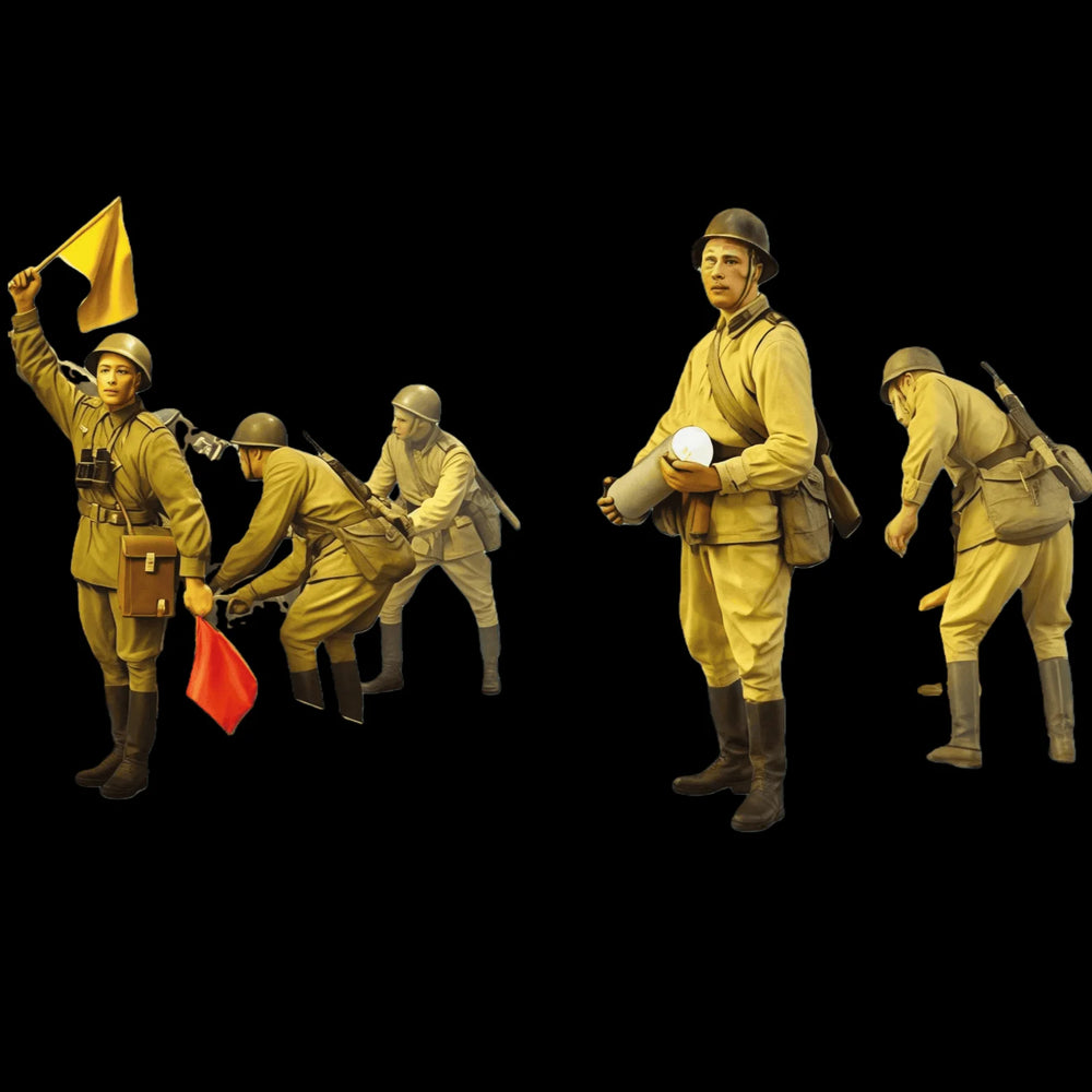 1/35 WWII Soviet Infantry Raising Victory Banner, 5 Figures, Resin Model Figure Kit, Unassembled and Unpainted