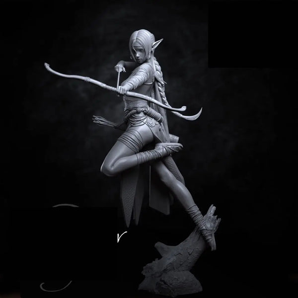 1/24 Elf Archer in Dynamic Combat Pose, Resin Model Figure Kit, Fantasy Theme, Unassembled and Unpainted