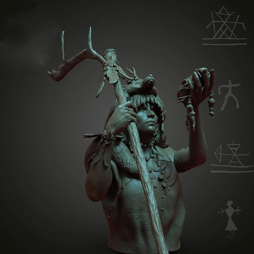 1/10 Shamana the Sorceress, Resin Model Bust Kit, Fantasy Theme, Unassembled and Unpainted