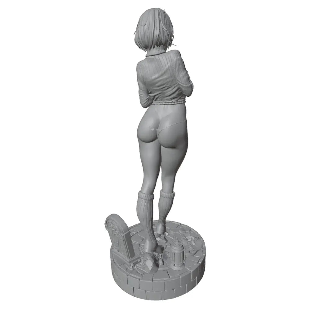 1/24 Red-Haired Woman in Orange Jacket with Glasses, Resin Model Figure Kit, Unassembled and Unpainted