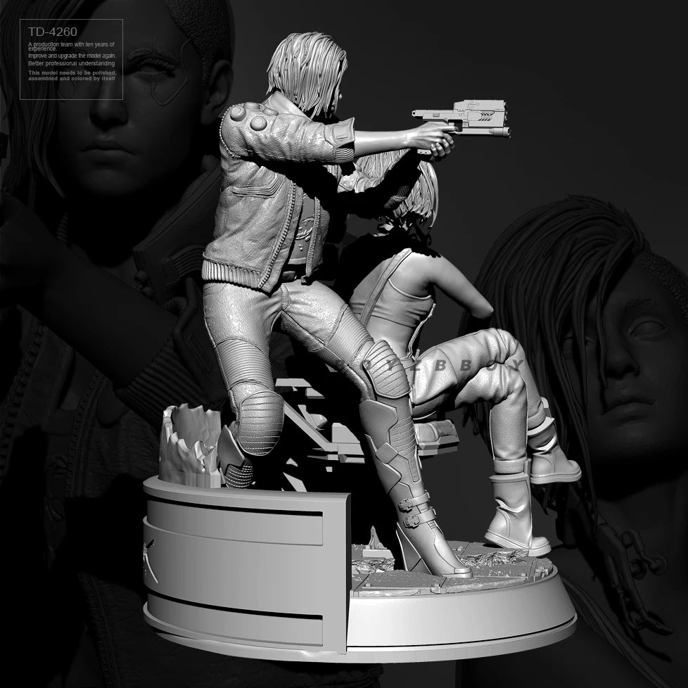 50mm Modern Female Soldiers, 2 Figures, Resin Model Figure Kit, Unassembled and Unpainted
