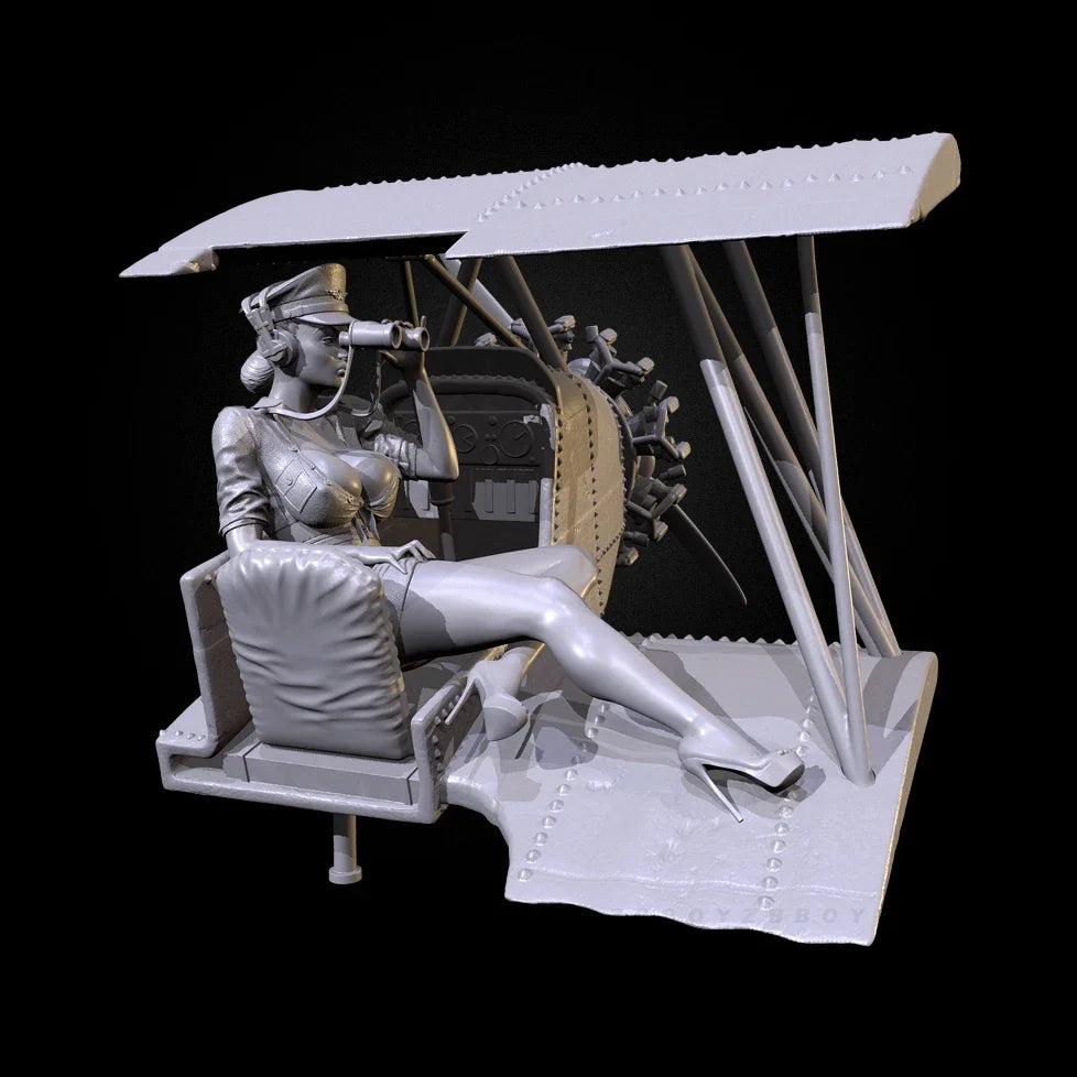 75mm Modern Female Military Pilot, Resin Model Figure Kit, Unassembled and Unpainted