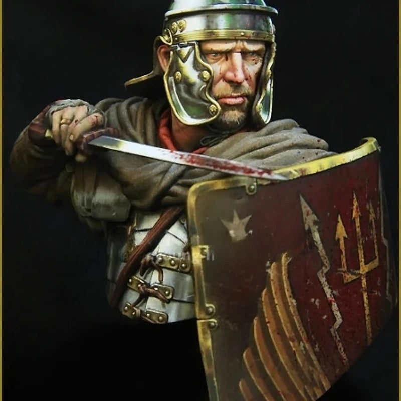 1/10 Ancient Roman Centurion with Crested Helmet and Shield, Resin Model Bust Kit, Unassembled and Unpainted