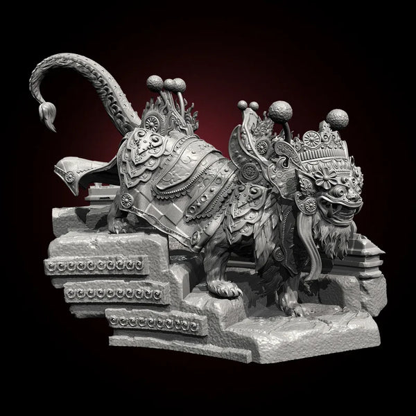90mm Southeast Asian Lion Dance Fu Dogs, 3 Figures, Resin Model Figure Kit, Mythology Theme, Unassembled and Unpainted