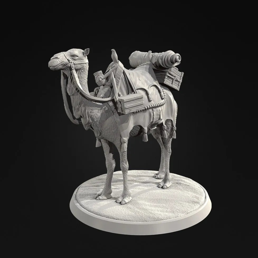75mm Medieval Camel with Rider, Resin Model Creature Kit, Unassembled and Unpainted