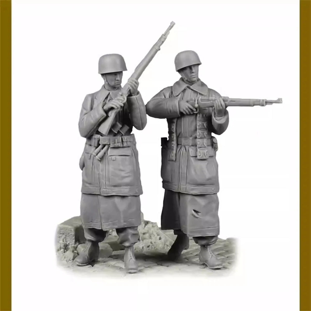 1/35 WWII German Paratroopers Fallschirmjäger, 2 Figures, Resin Model Figure Kit, Unassembled and Unpainted