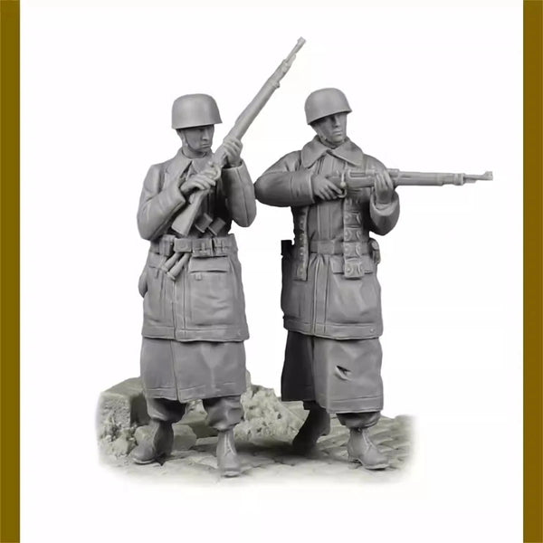 1/35 WWII German Paratroopers Fallschirmjäger, 2 Figures, Resin Model Figure Kit, Unassembled and Unpainted