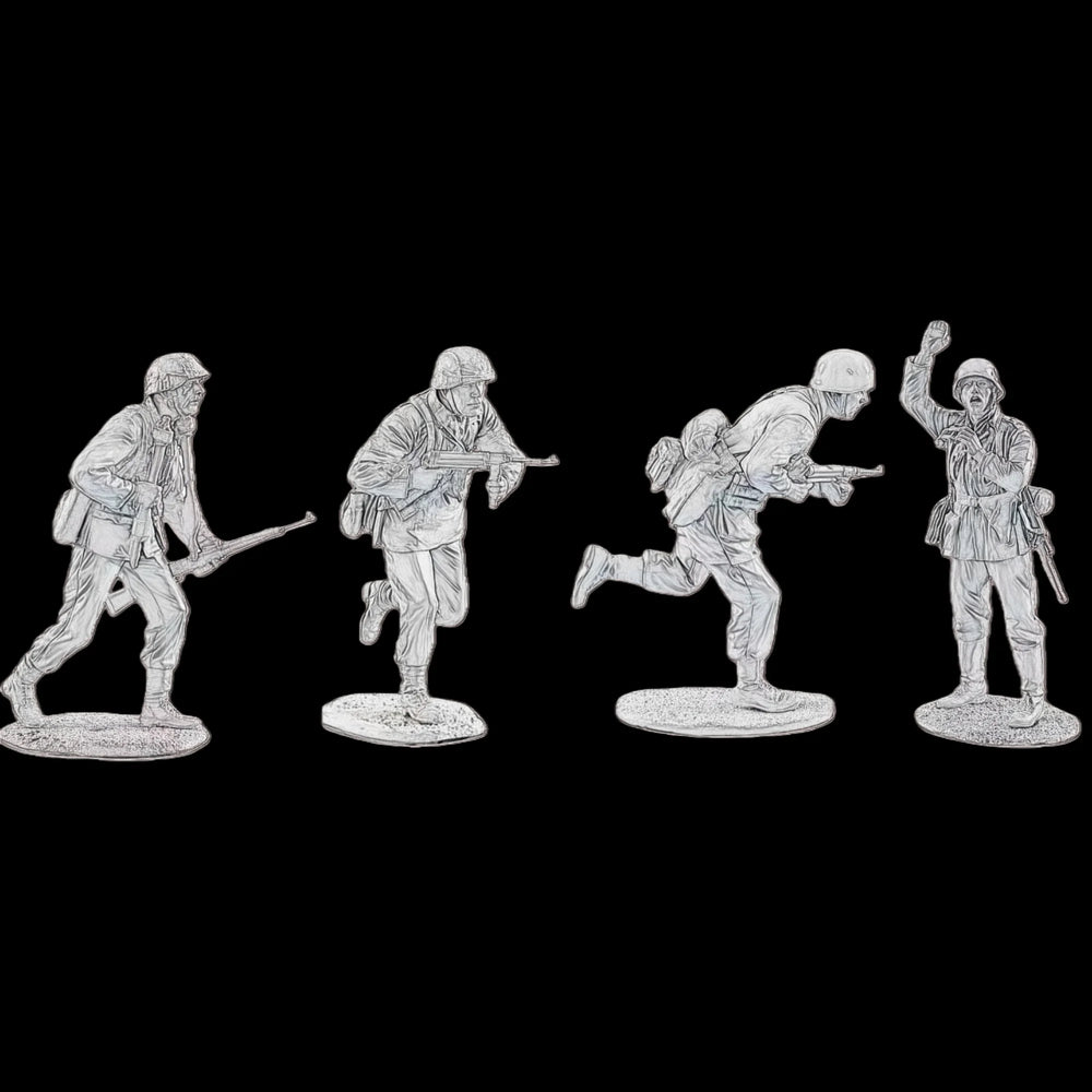 1/35 Modern Infantry Squad in Combat Poses, 4 Figures, Resin Model Figure Kit, Unassembled and Unpainted
