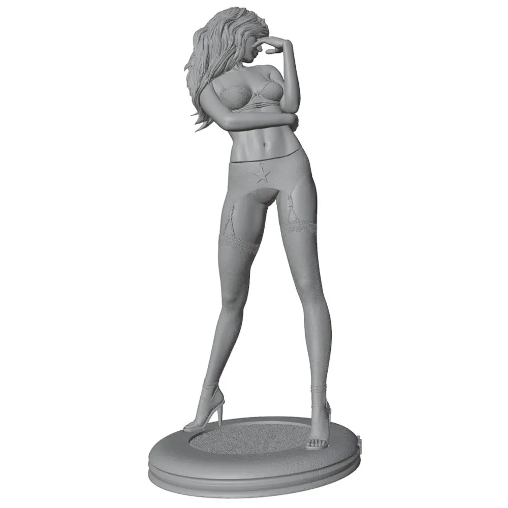 1/24 Long-Haired Female Classic Pin-up Pose, Resin Model Figure Kit, Unassembled and Unpainted